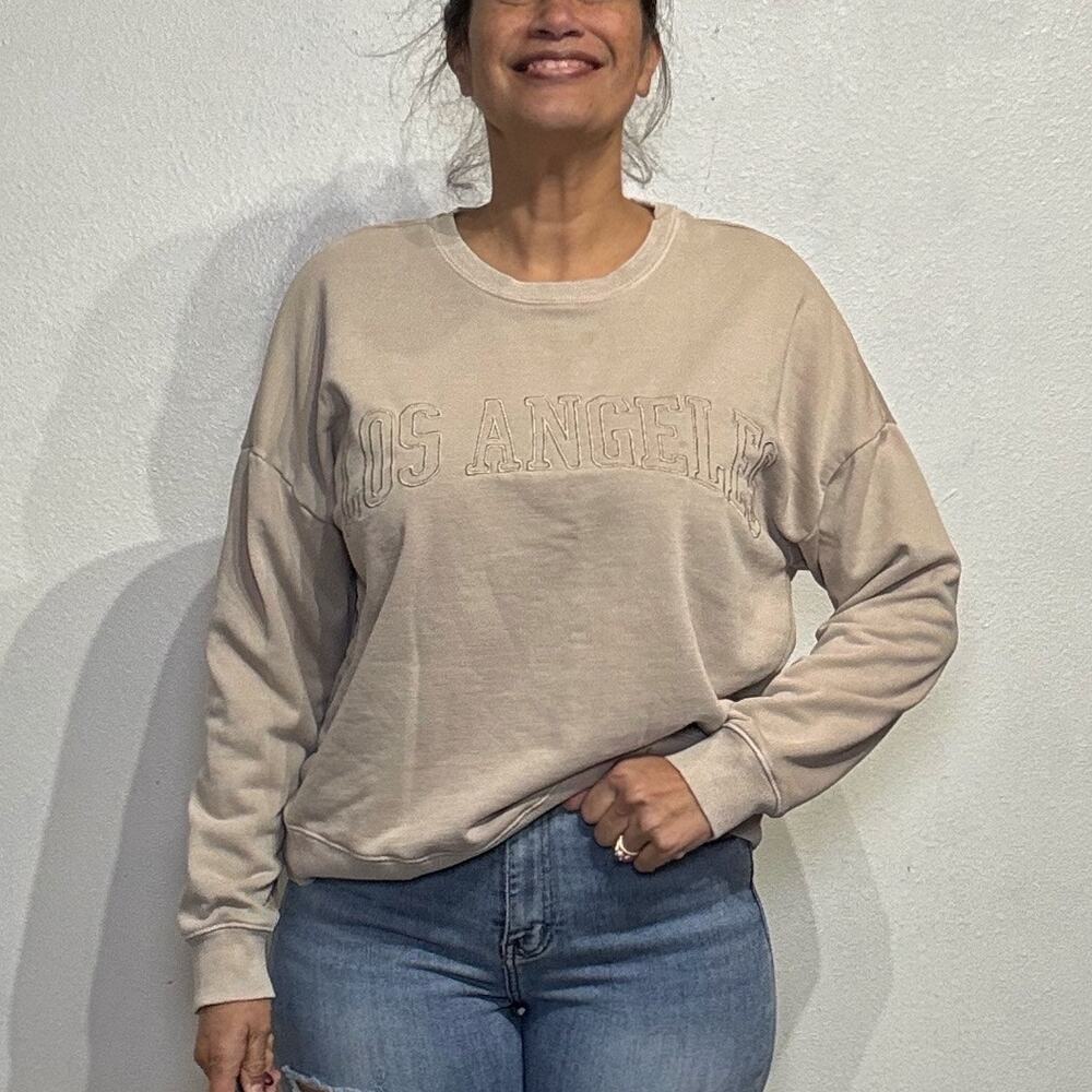 Cupcakes & Cashmere Tan Los Angeles Sweatshirt Sz M